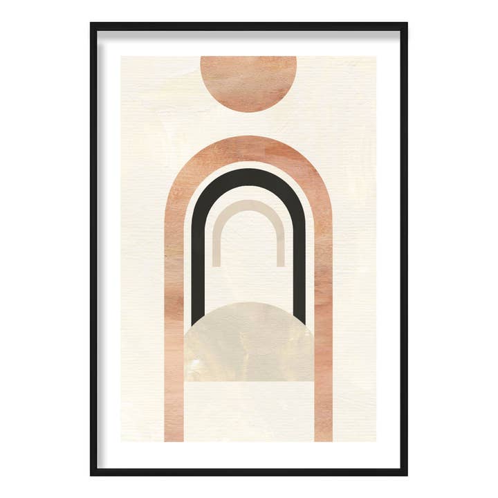 Geometric Line Art Black and Beige Wall Art Print 03 for wholesale by Artze Wall Art