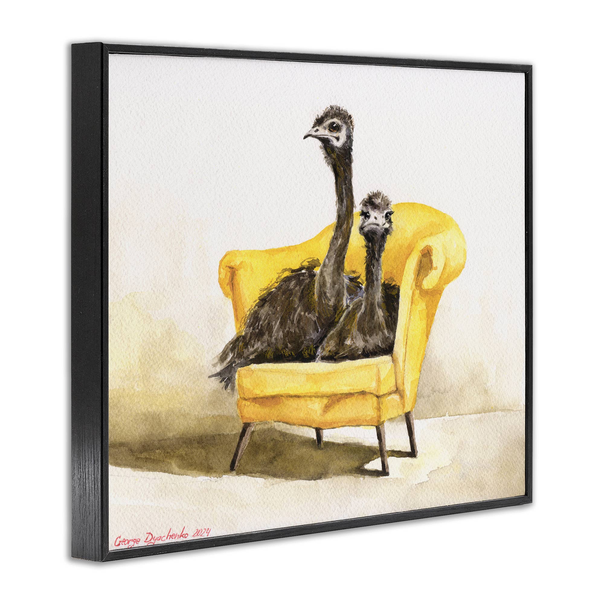 Stupell Industries - Wholesale Wall Sign - Funny Ostriches on Yellow Chair - Framed Wall Art13
