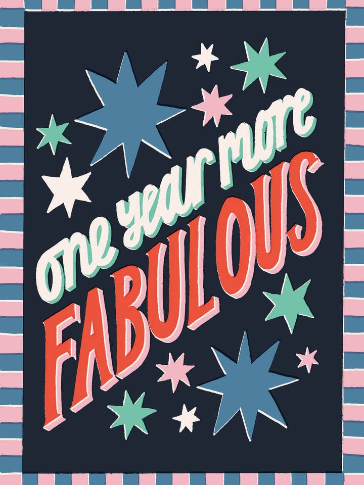 BIRTHDAY MORE FABULOUS GREETING CARD LAURA DARRINGTON for wholesale by Notes & Queries, Inc.