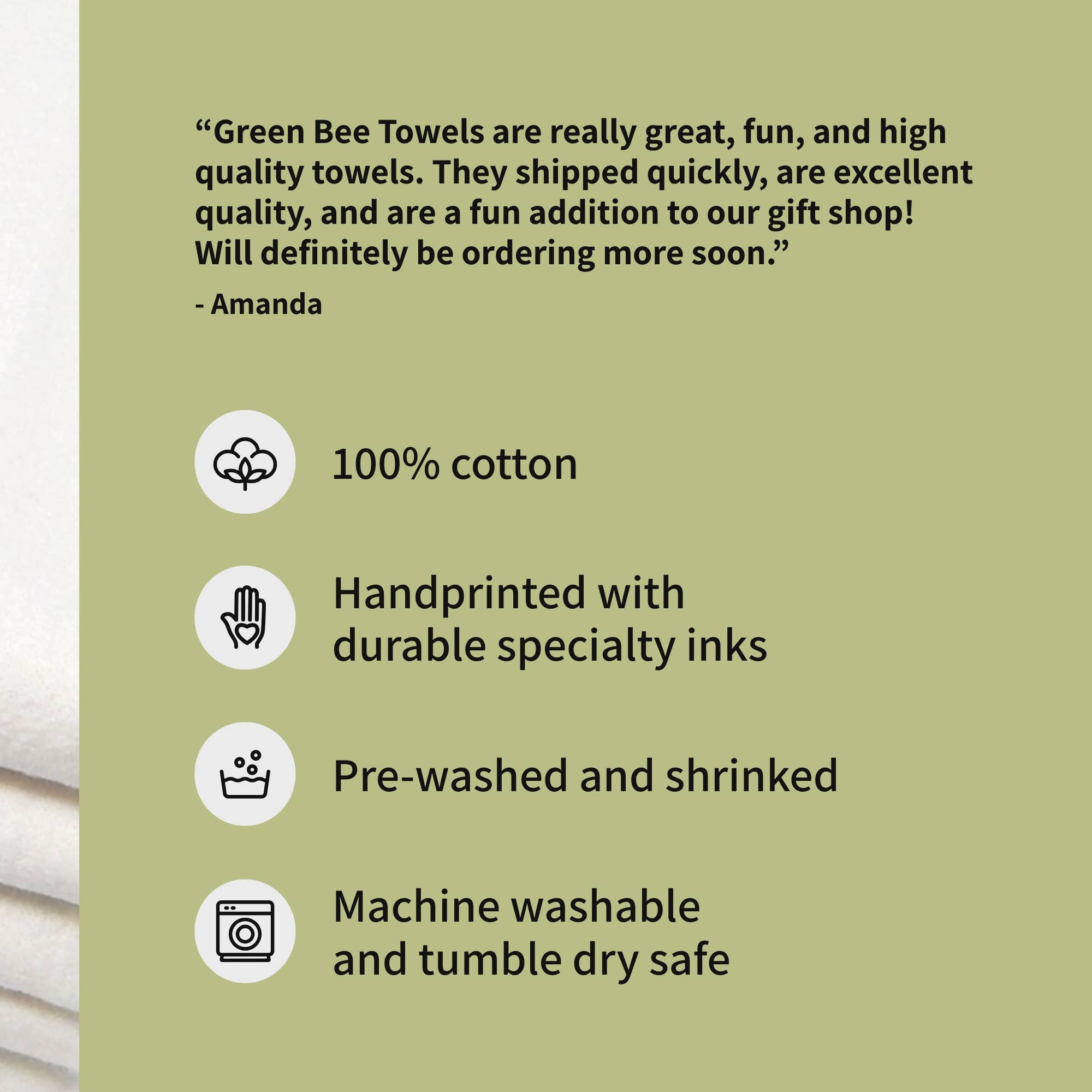 Green Bee Tea Towels - Wholesale Tea Towel - Short Life For One Cat Towel | Tea Towels | Pet Dish Towel1