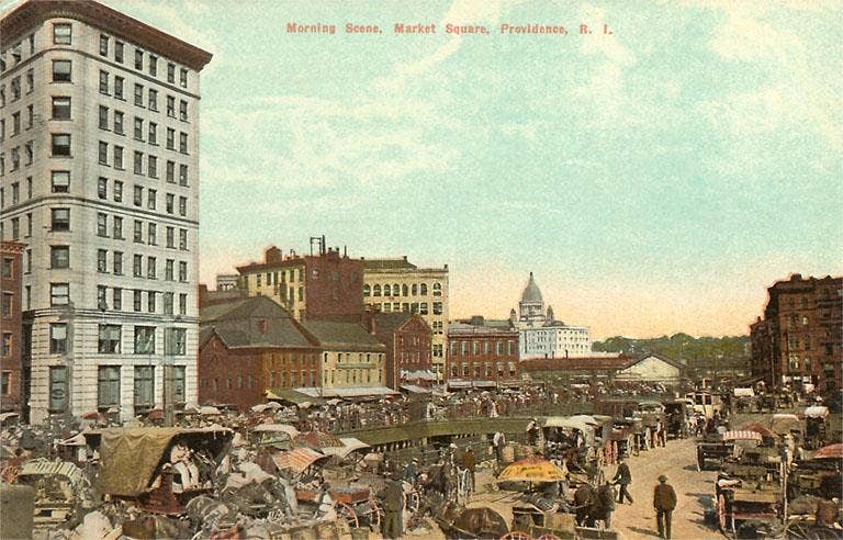 Found Image Press – Engroshandel Postkort – Postkort RI-20 Morgenmarkedsscene, Providence0