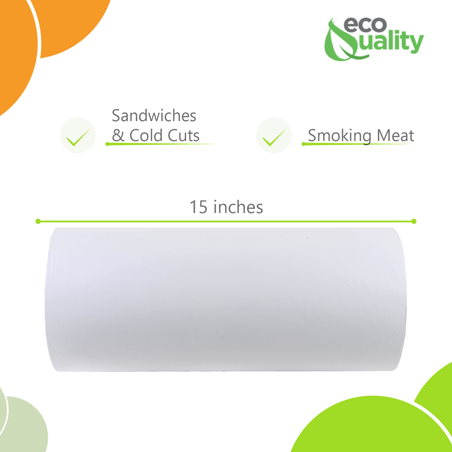 EcoQuality - Wholesale Food Storage Wrap/Bag - MG15 White Butcher Food Paper Roll 15" x 1000"1