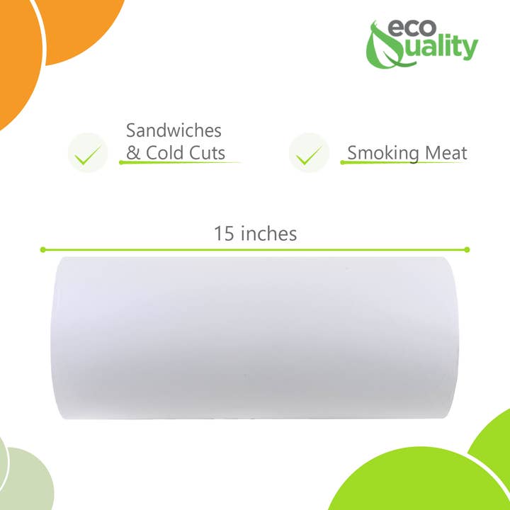 EcoQuality - Vendita all'ingrosso Involucro/sacchetto per alimenti - Rotolo di carta alimentare MG15 White Butcher Food 15 «x 1000"1