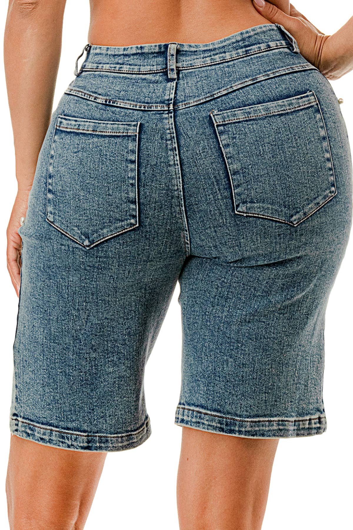 SALT - Vendita all'ingrosso Jeans - Donna - (SP3953) Shorts con Perle Intagliate Decorate7