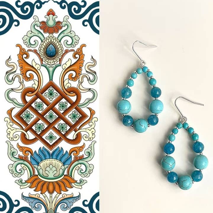 Boho Türkis Tropfen Ohrring: Ethnisch inspirierter Sterlingsilber für den Großhandel von Otterware