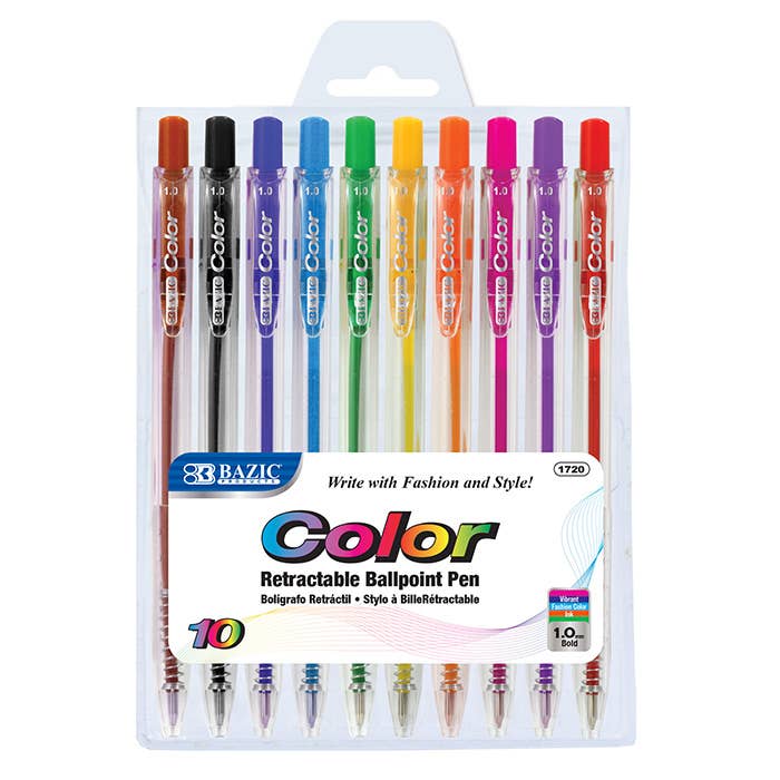 10 Color Retractable Pen for wholesale by Luna Office Supply - Everyday Essential