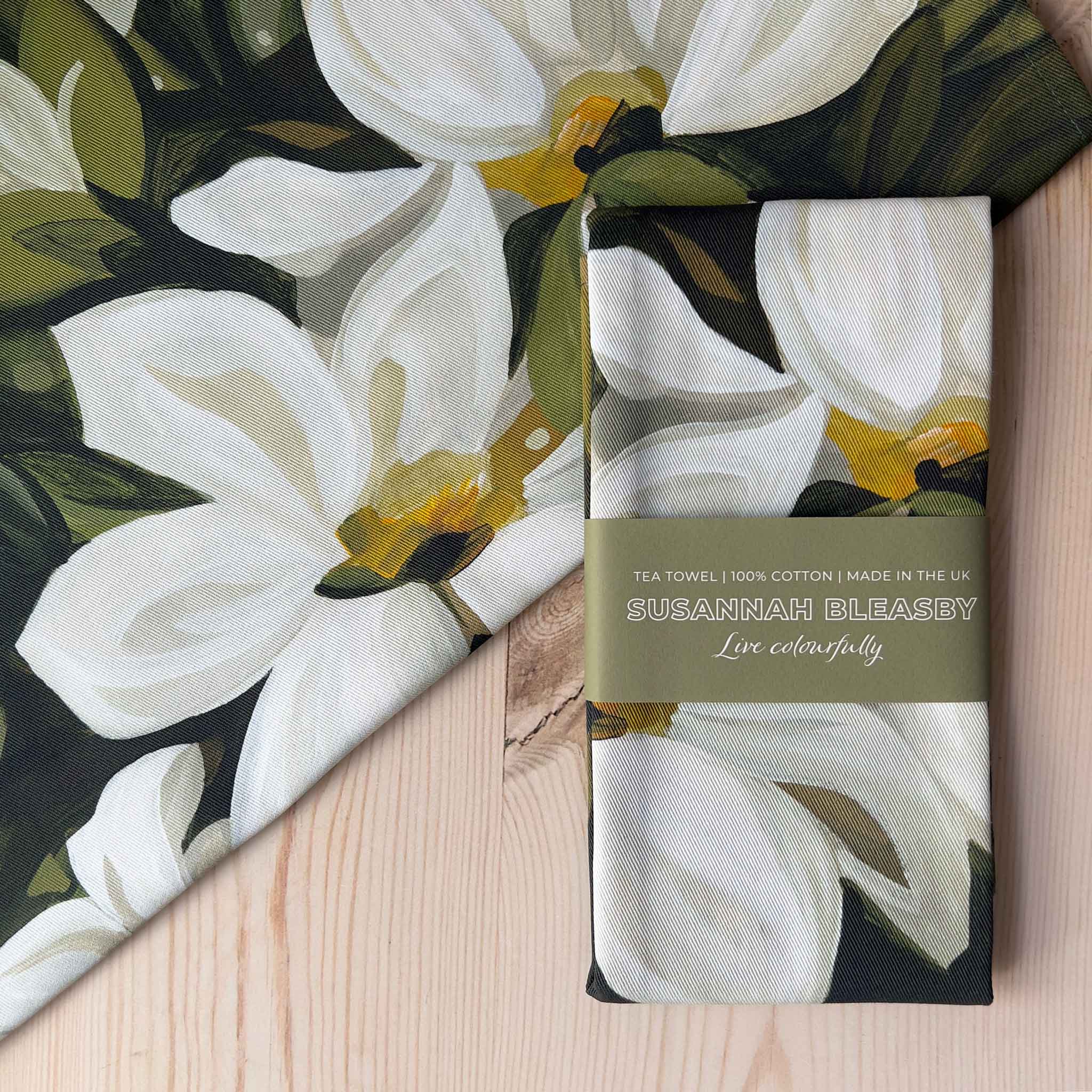 Susannah Bleasby Art - Wholesale Tea Towel - Cotton tea towel | Floral tea towel | 'Stella'4