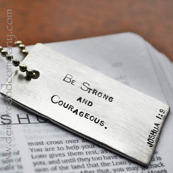 Deirdre & Company - Wholesale Keychain - Unisex - Custom Bible Verse Dog Tag Key Chain or Necklace - Pewter