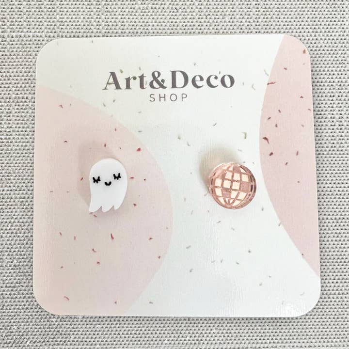 Spökdisco Mini Halloween Örhängen – Akryl, Tillverkade i USA för wholesale av Art and Deco Shop