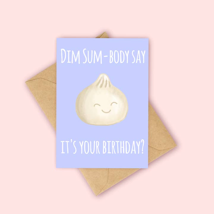 Carte d'anniversaire Dim Sum pour la vente par Peach and Mimi