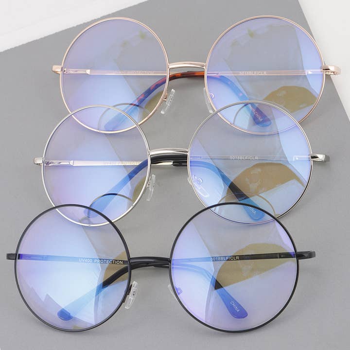 Clear Blue Light Blocker Round Glasses for wholesale on Faire2