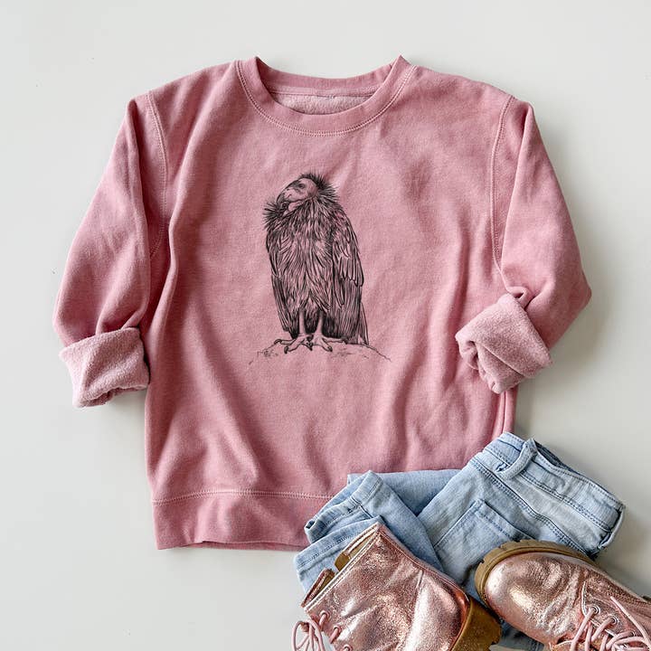 Because Tees - Wholesale Sweatshirt - Kids - California Condor - Gymnogyps californianus - Youth Lightweight Crewneck Sweatshirt4
