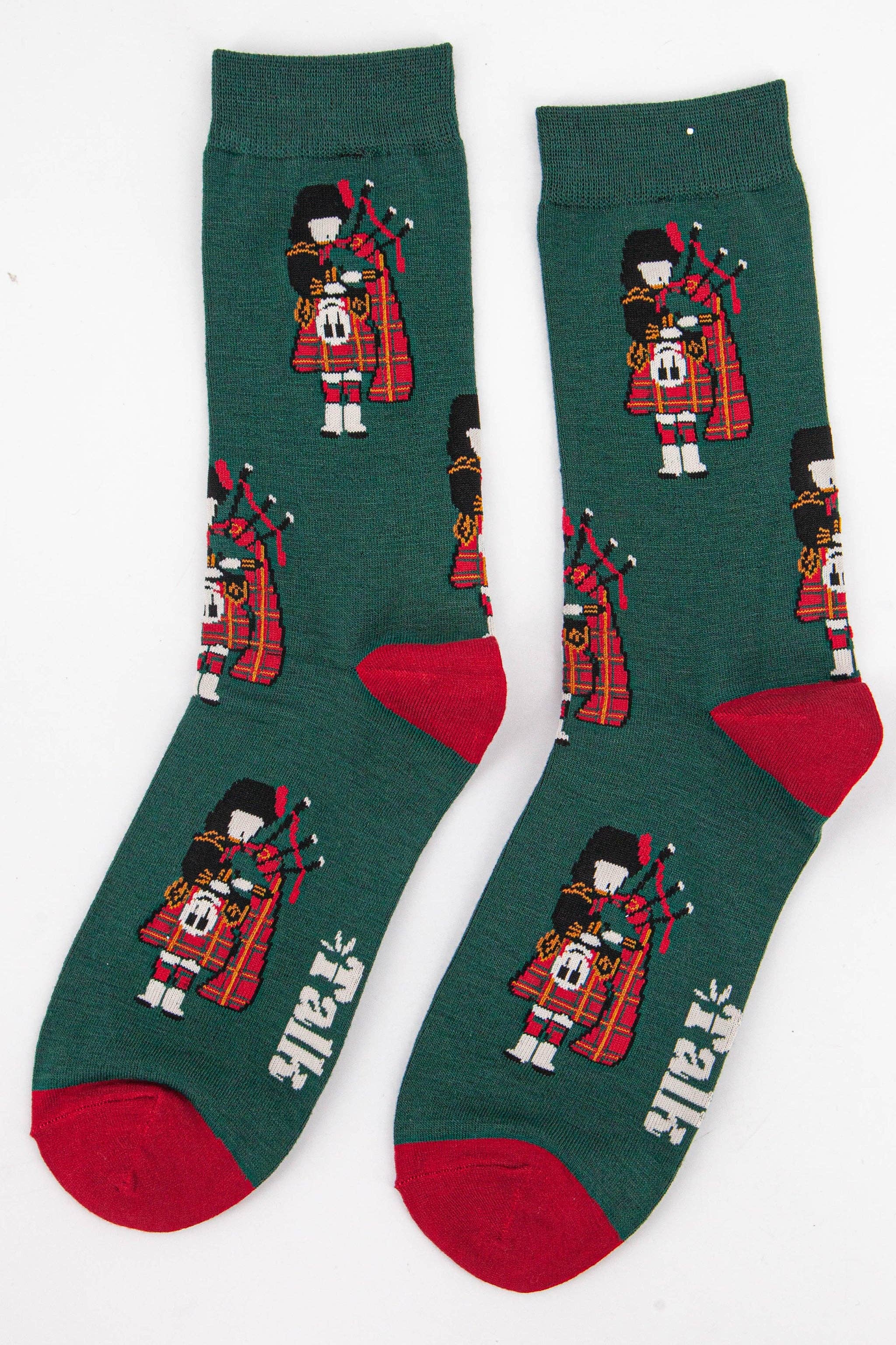 Sock Talk - Wholesale Socks - Men's - Men's Scottish Piper Bamboo Socks in Red Green2