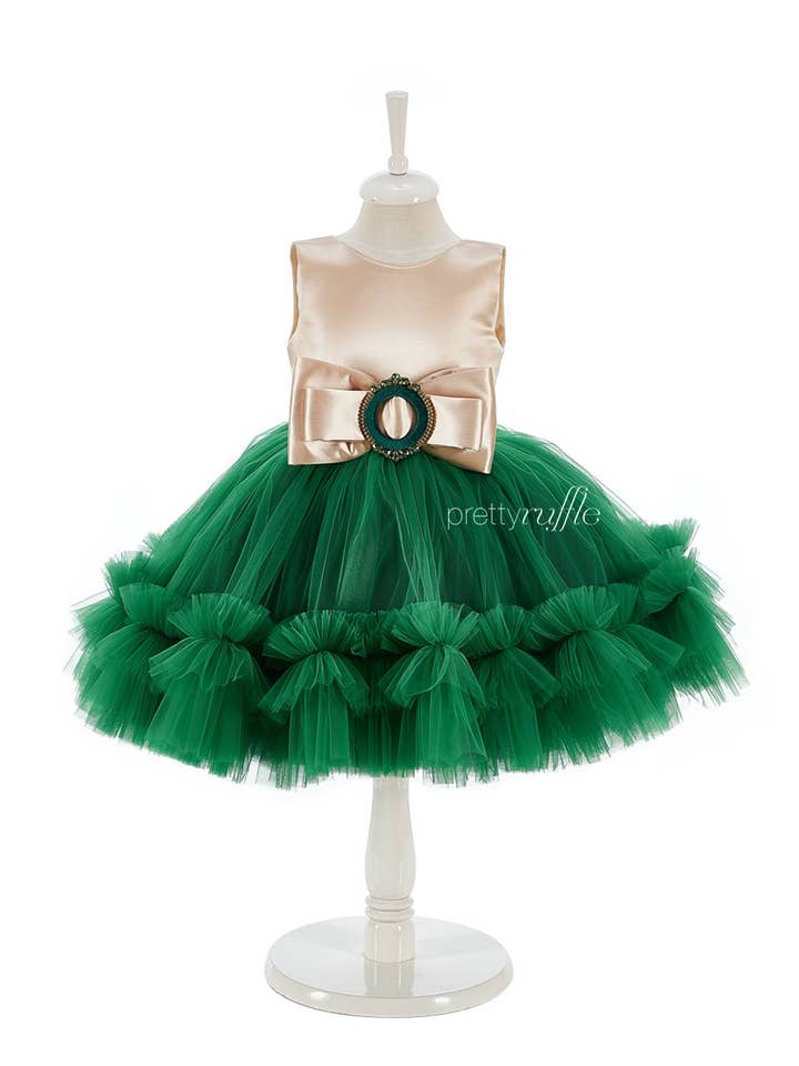 Emerald Dress for wholesale by Pretty Ruffle
