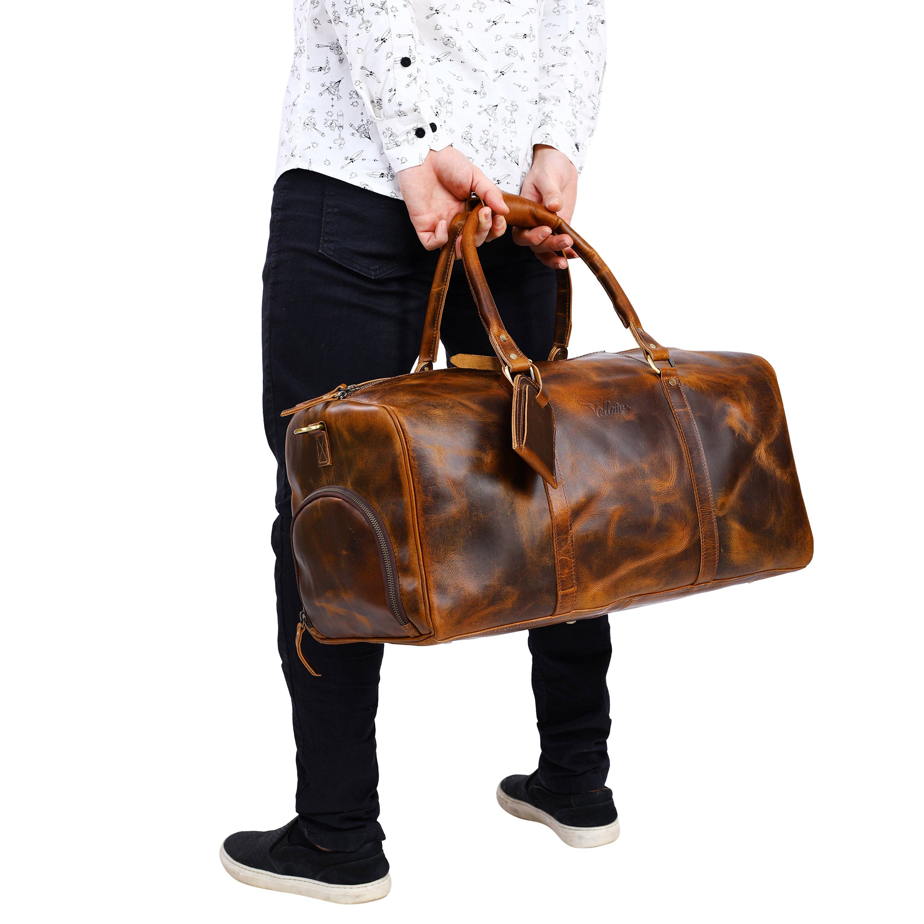 VELLAIRE - Wholesale Weekender Bag - Men's - Leather Duffle Bag X-Large | DB22