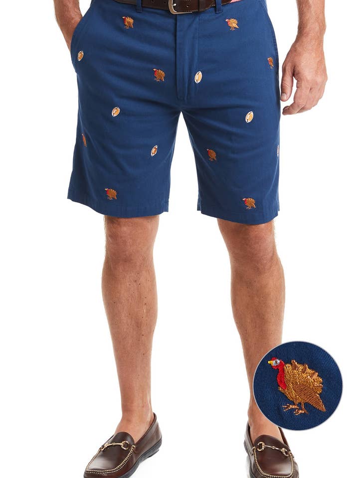Cisco Short Nantucket Navy with Turkey & Football for wholesale by Castaway Clothing Nantucket Island