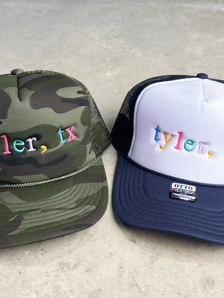 Custom Town Embroidery Cap Hat for wholesale by D&E Tees