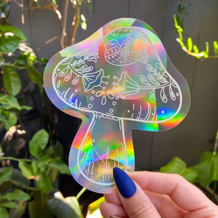 Chelzart - Wholesale Suncatcher - Boho Mushroom Rainbow Suncatcher Decal | Mushroom Accessory2