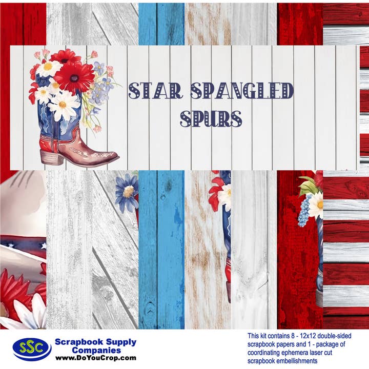 Star Spangled Spurs 12 x 12 Scrapbook Collection Kit by SSC Designs - 3 Kits for wholesale by SSC Wholesale