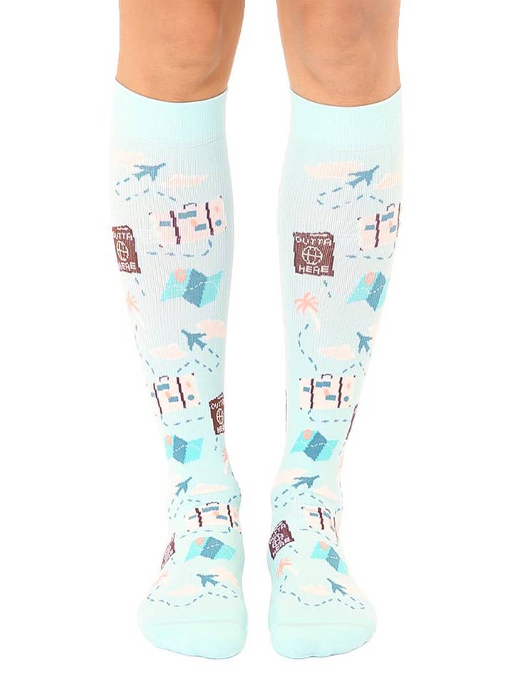 Compression Socks (15-20mmHg) - World Traveller - Light Blue for wholesale by Living Royal