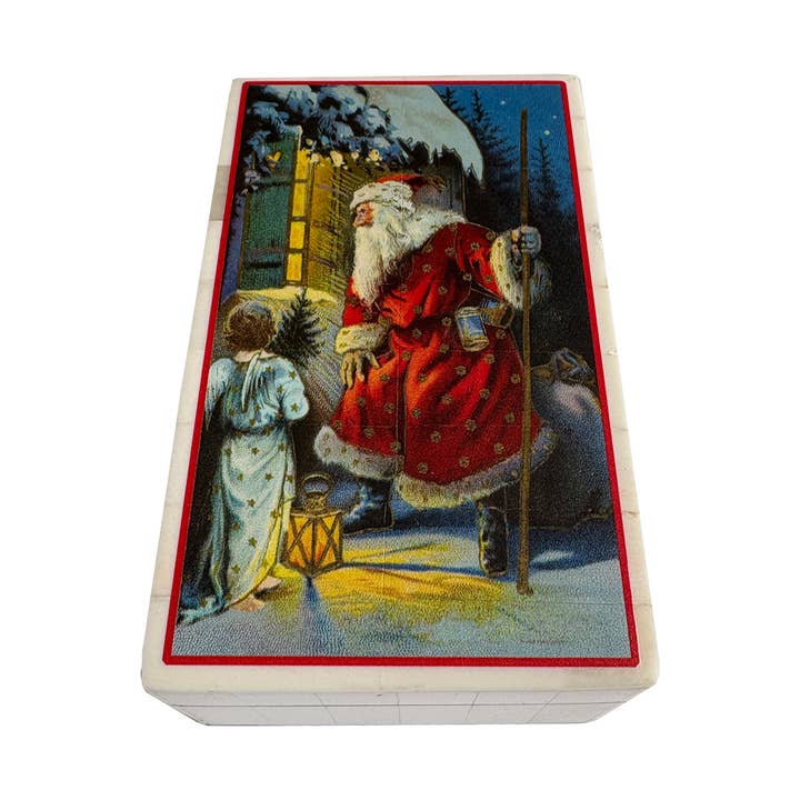 Victorian Santa and Angel Decorative Trinket Box, 5-1/4" for wholesale by Madison Bay Co. - Historical Home Decor Reproductions