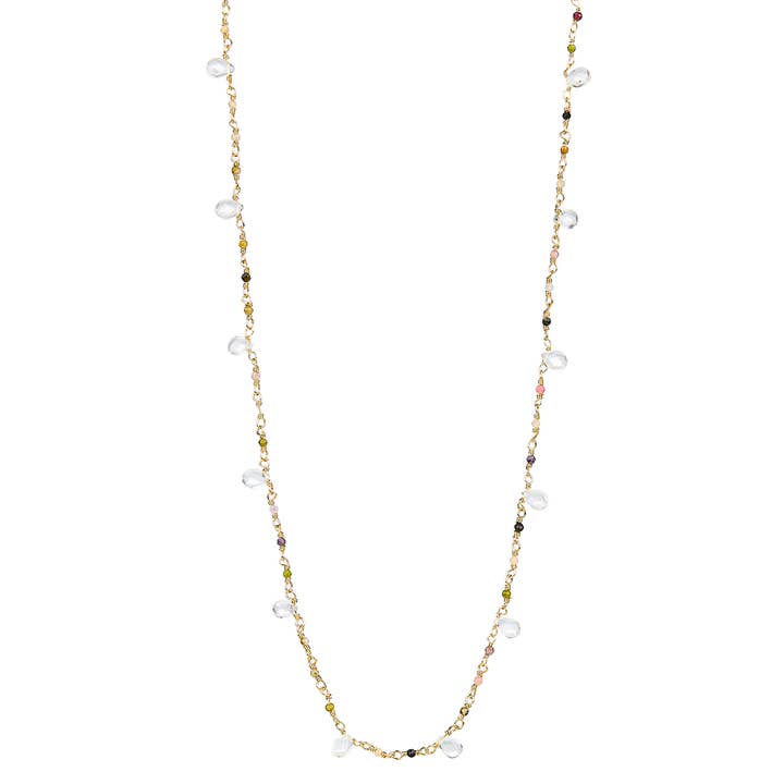 Collier en forme de goutte d'eau en tourmaline et pierre de lune 18 pouces pour la vente par Elyssa Bass Designs