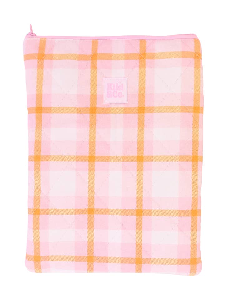 Housse de livre matelassée - Carreaux rose/orange pour la vente par Kiki & Co.