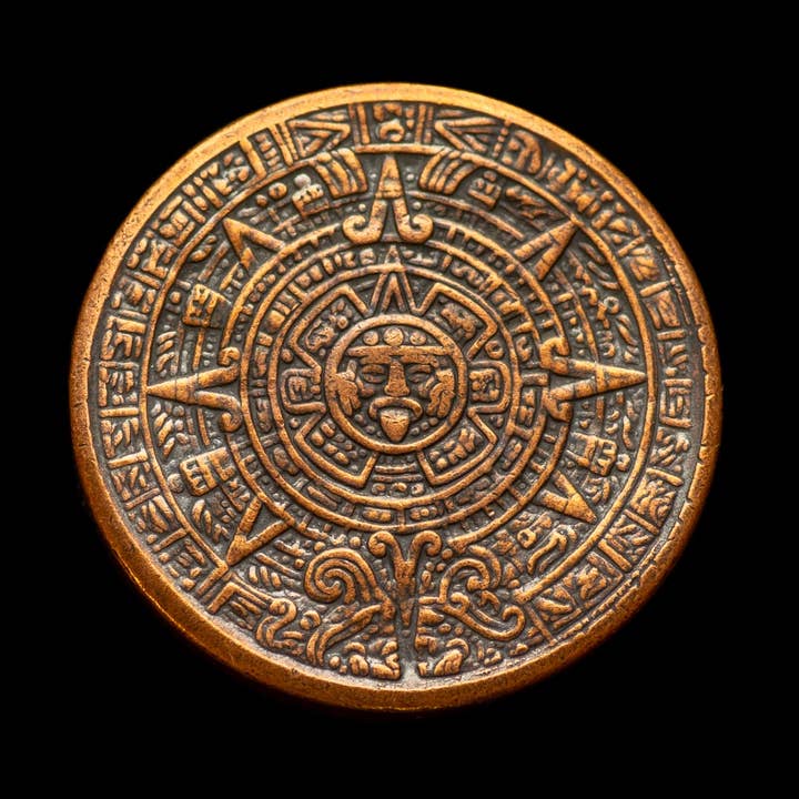 Shire Post Mint – Engroshandel Mønter samlerobjekter – Aztec Sun Stone Calendar - Kobber Worry Coin