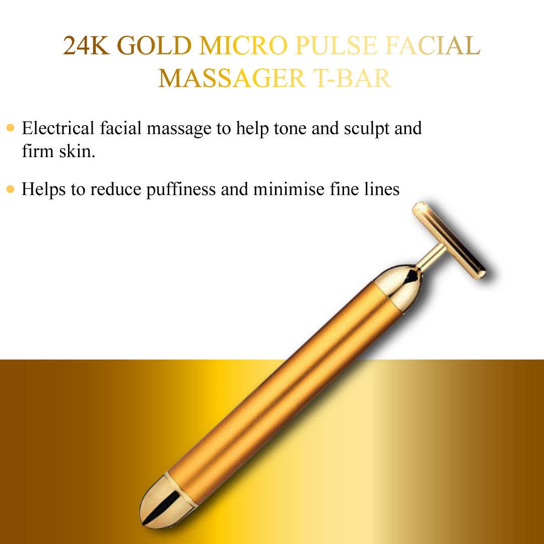 Eclat Cosmetic Ltd – wholesale Electronic skincare device – 24K Gold Micro-Pulse Facial Massager T-Bar2