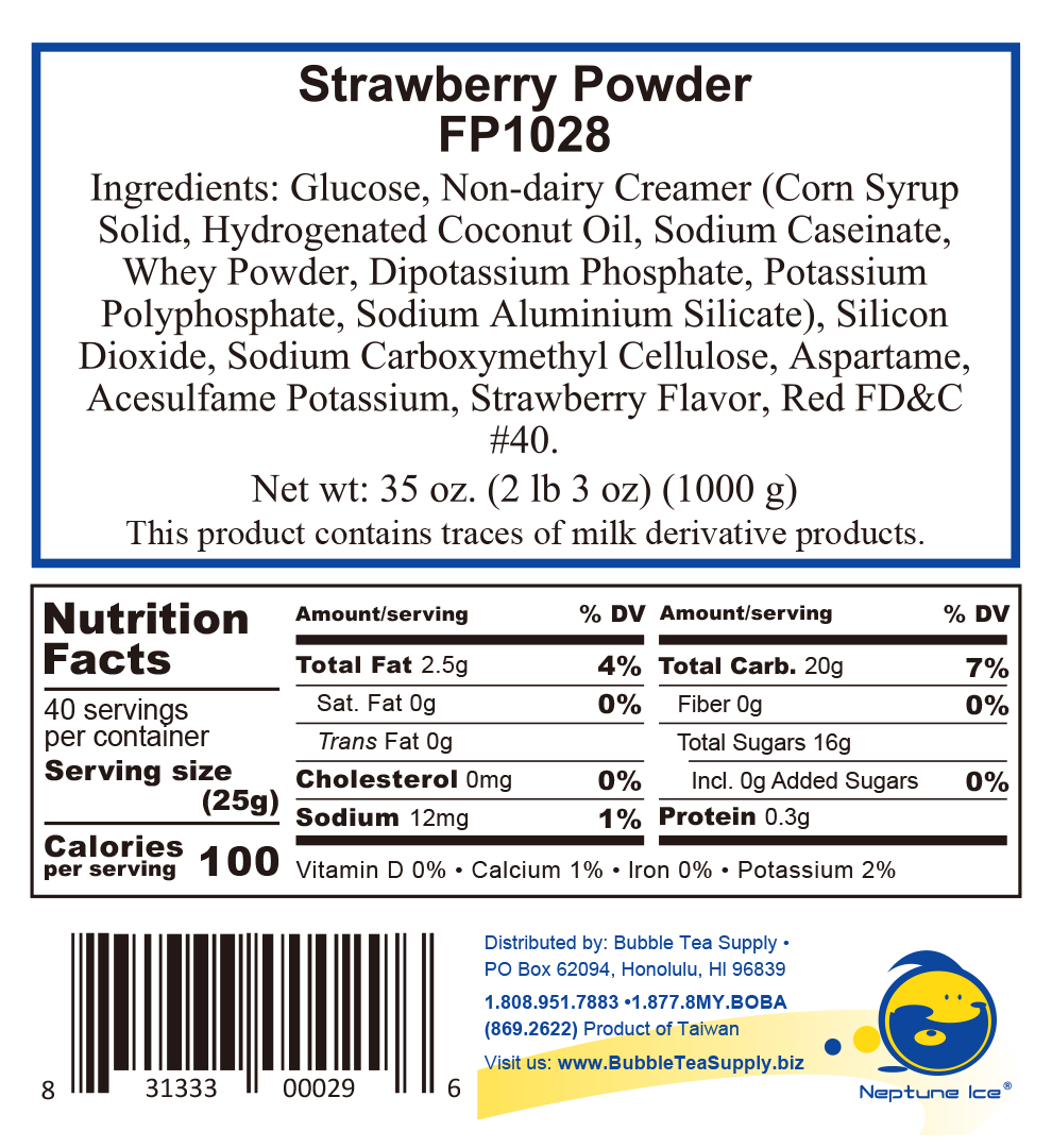 Bubble Tea Supply - Vente Boisson diététique en poudre - Poudre de thé aux fraises2