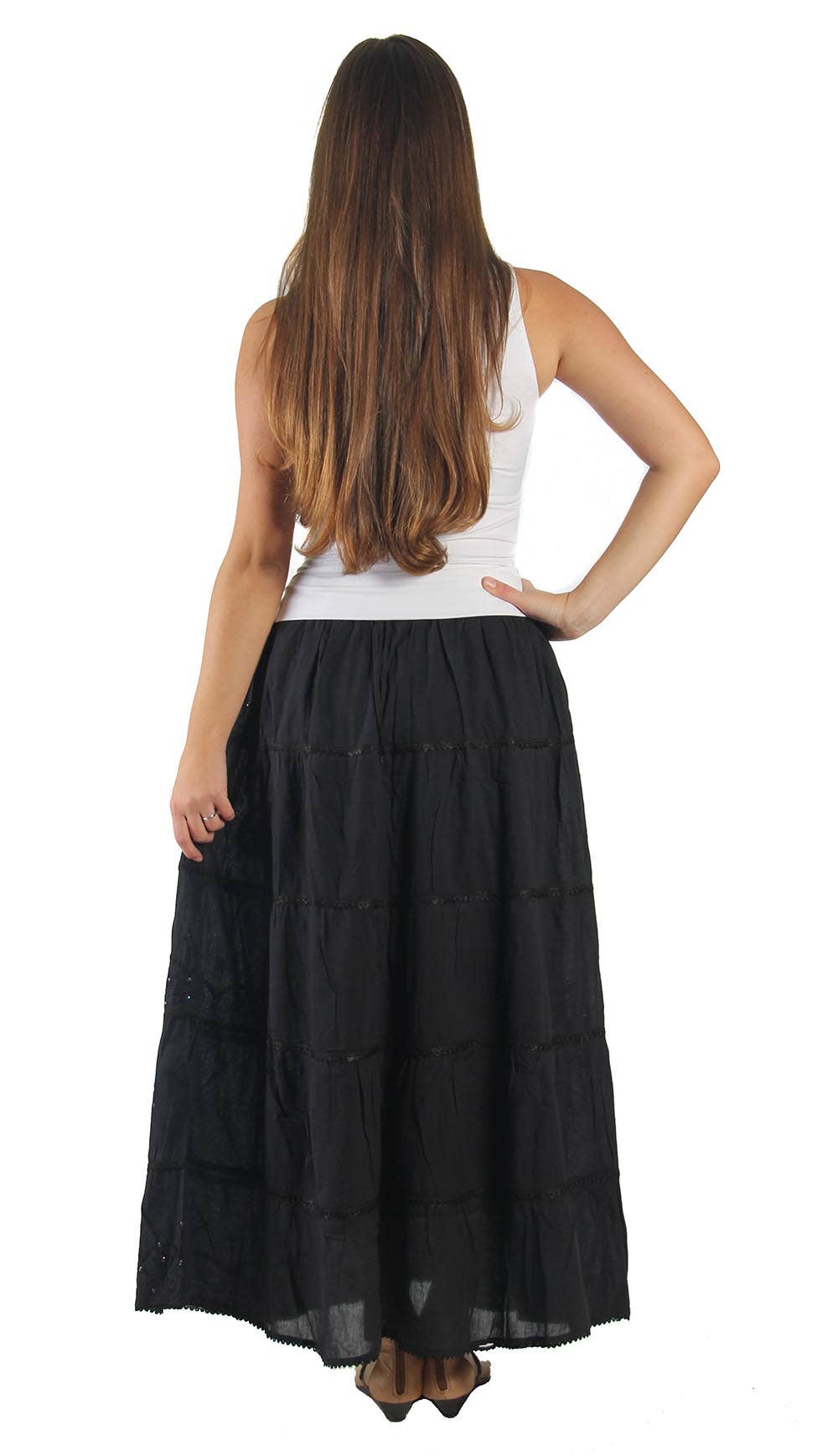 Lungta Imports - Vente Jupe – femme - Jupe longue en coton bohème hippie gitane pour femme2