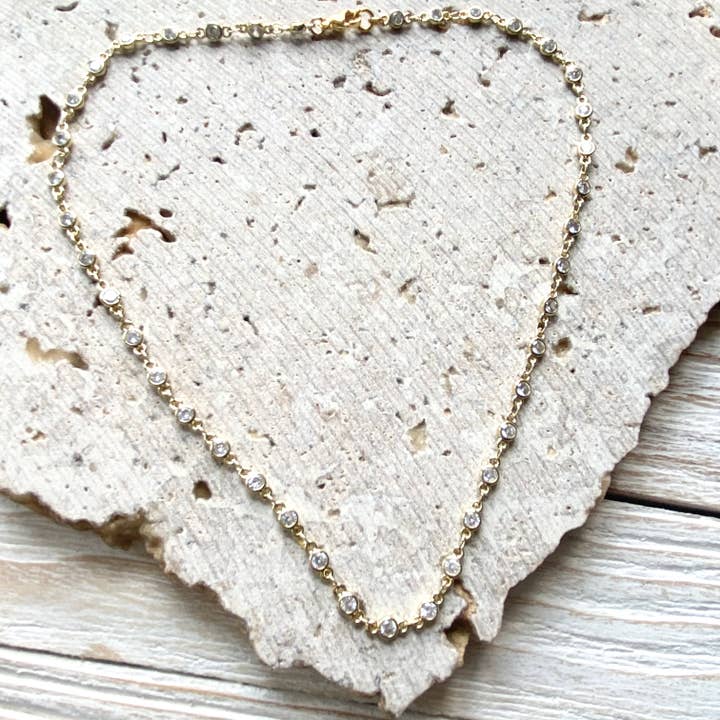 VB&CO Designs Handmade Jewelry - Wholesale Link & chain necklace - Gold crystal boutique layering necklace salon spa jewelry1