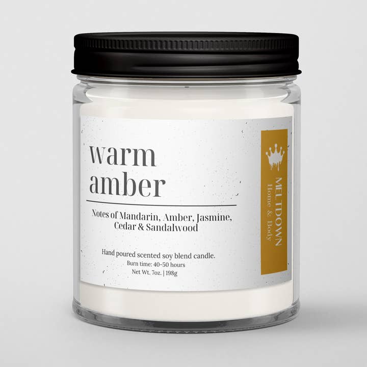 WARM AMBER 7oz Candle for wholesale by MELTDOWN Home & Body