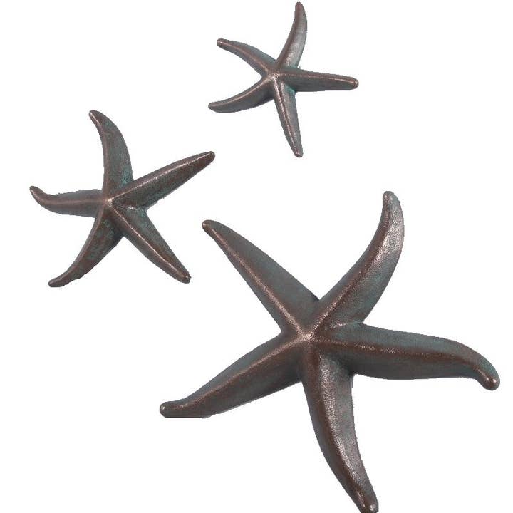 Starfish Set of 3 Bronze 23.25", 14", 10" for wholesale by Nautical Tropical Imports