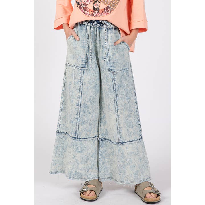Sage + Fig - Wholesale Pants - Women's - MINERAL WASHED DENIM PANTS (SP7577)