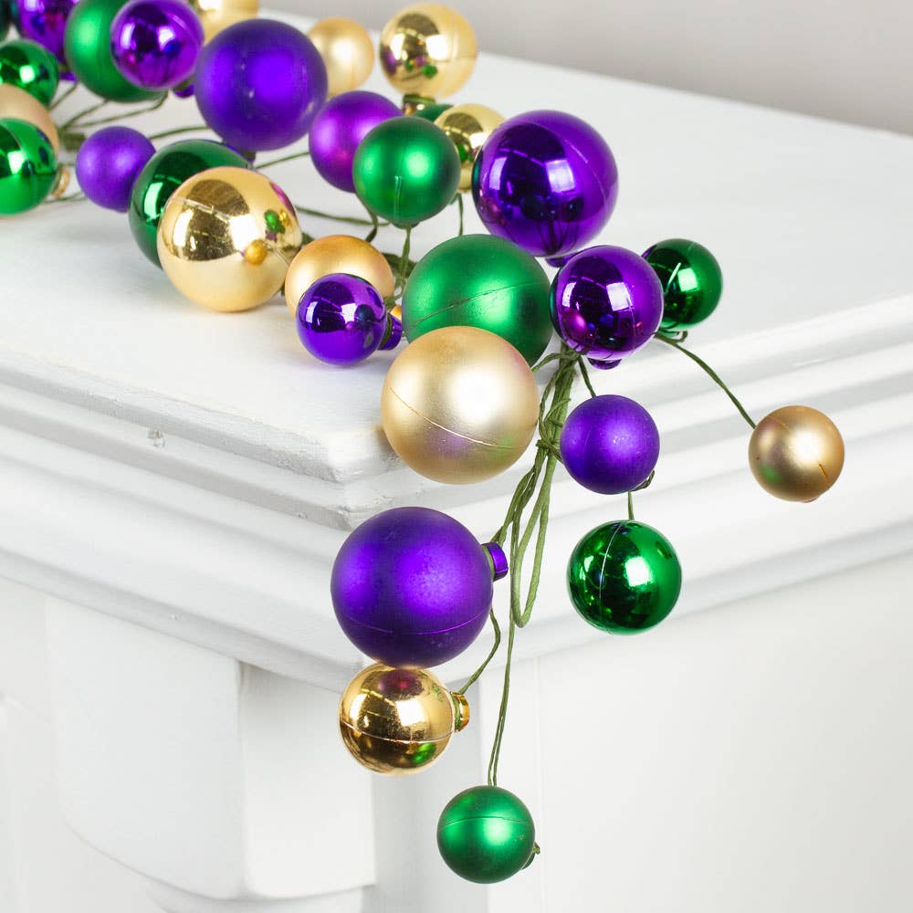 Factory Direct Craft - Vendita all'ingrosso Decorazione - Ghirlanda di palline rotonde di Mardi Gras da 58"1