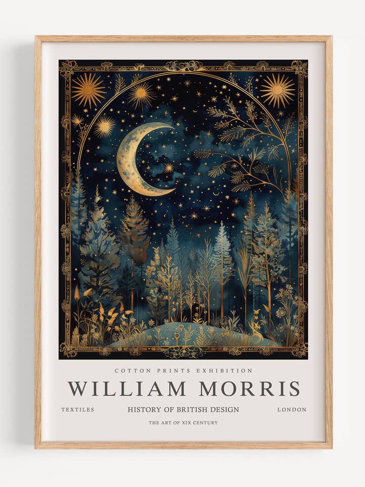 William Morris Lune & Étoiles I102-5 pour la vente par Peardrop Prints