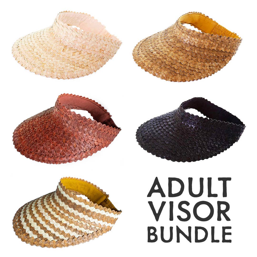 Bali Harvest - Wholesale Visor - Women's - Straw Visor Hat (Adult Mix Bundle) Summer Beach Sun Cap0