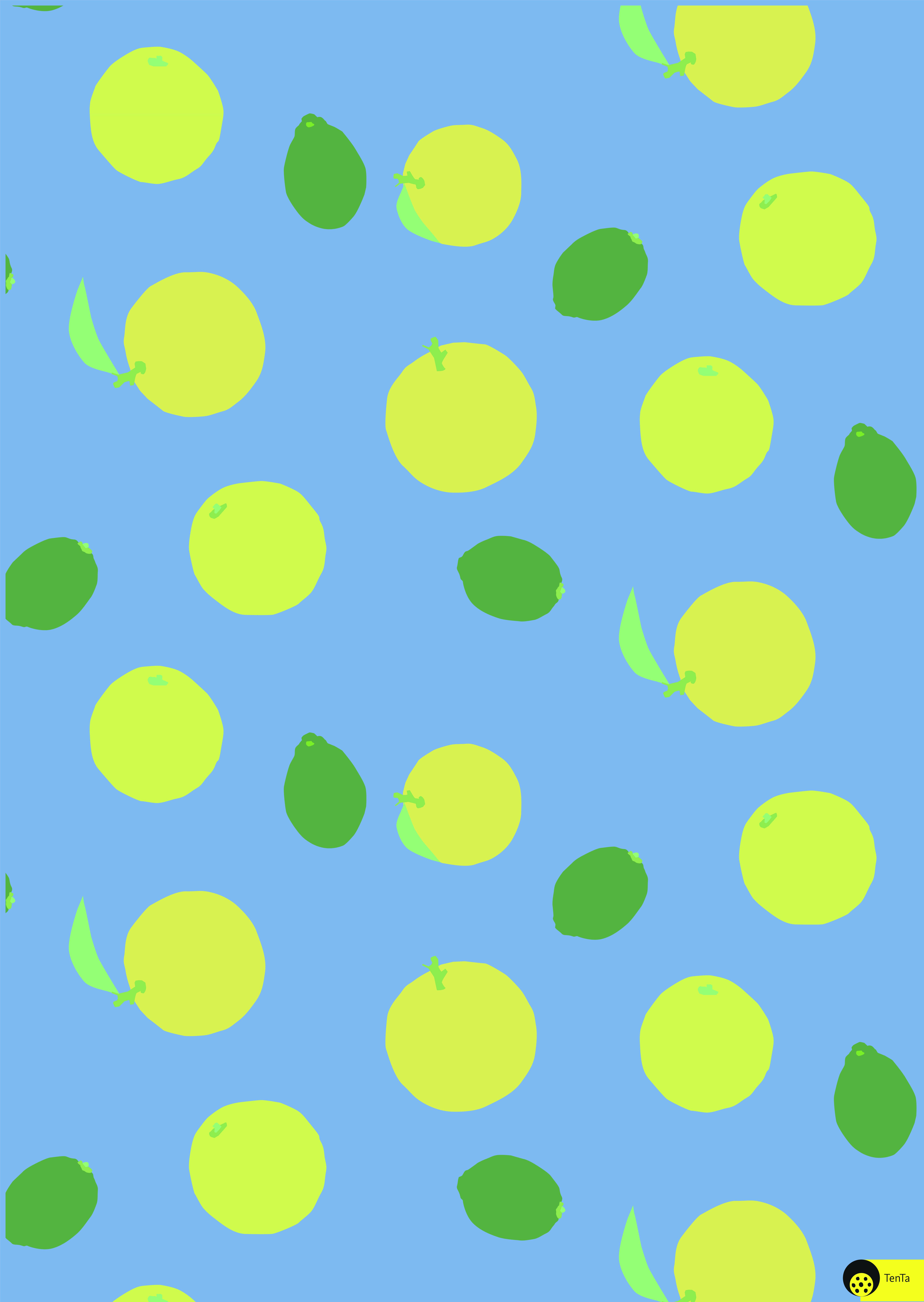 TenTa - Wholesale Wrapping Paper Roll - Modern Orange and Lemon Illustrated Wrapping Paper 0