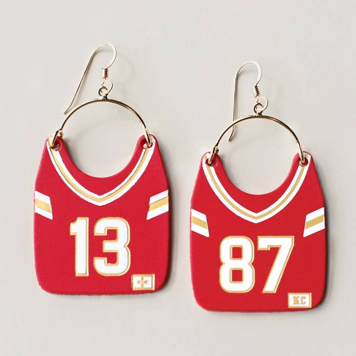 Kansas City Football-Trikot-Ohrringe #13 & #87 für den Großhandel von Nickel and Suede