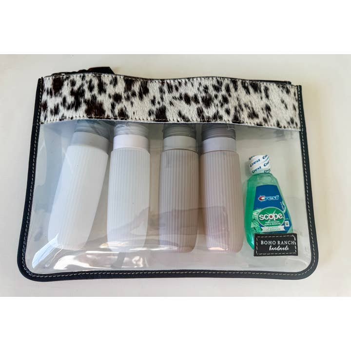 Boho Ranch Shop - Wholesale Makeup/Cosmetic Bag - Cowhide Clear Toiletry Makeup Bag, organizer, Travel