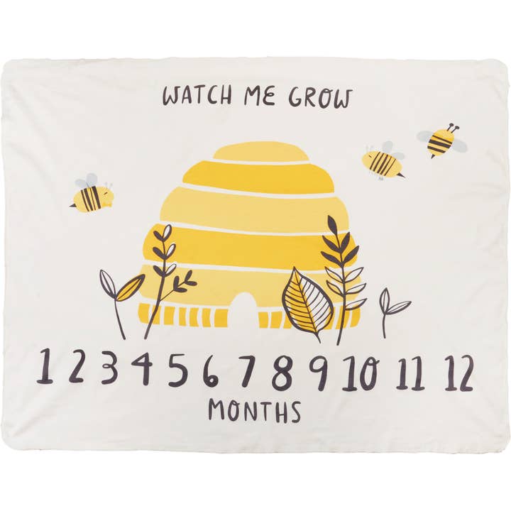 Primitives by Kathy - Wholesale Milestone Art/Keepsake - Kids & Baby - Watch Me Grow Bees Milestone Blanket