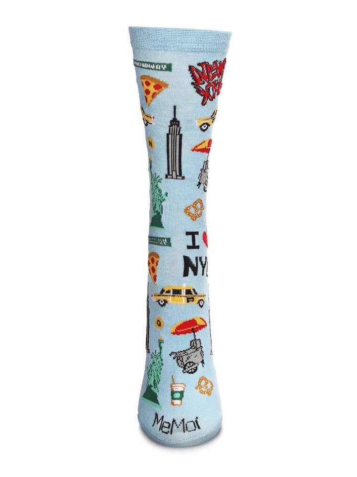 Light Blue New York City Bamboo Blend Crew Socks for wholesale on Faire