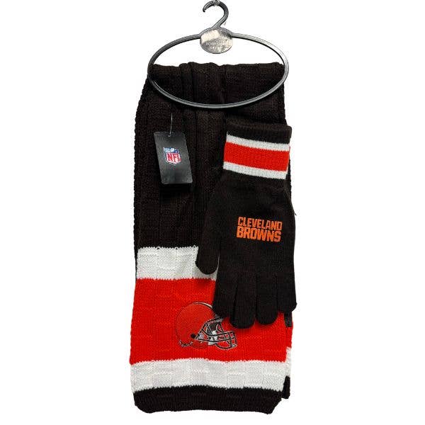 St. Louis Wholesale LLC - Wholesale Gloves - Unisex - Cleveland Browns Sets - Heavy Knit Scarf And Glove Set