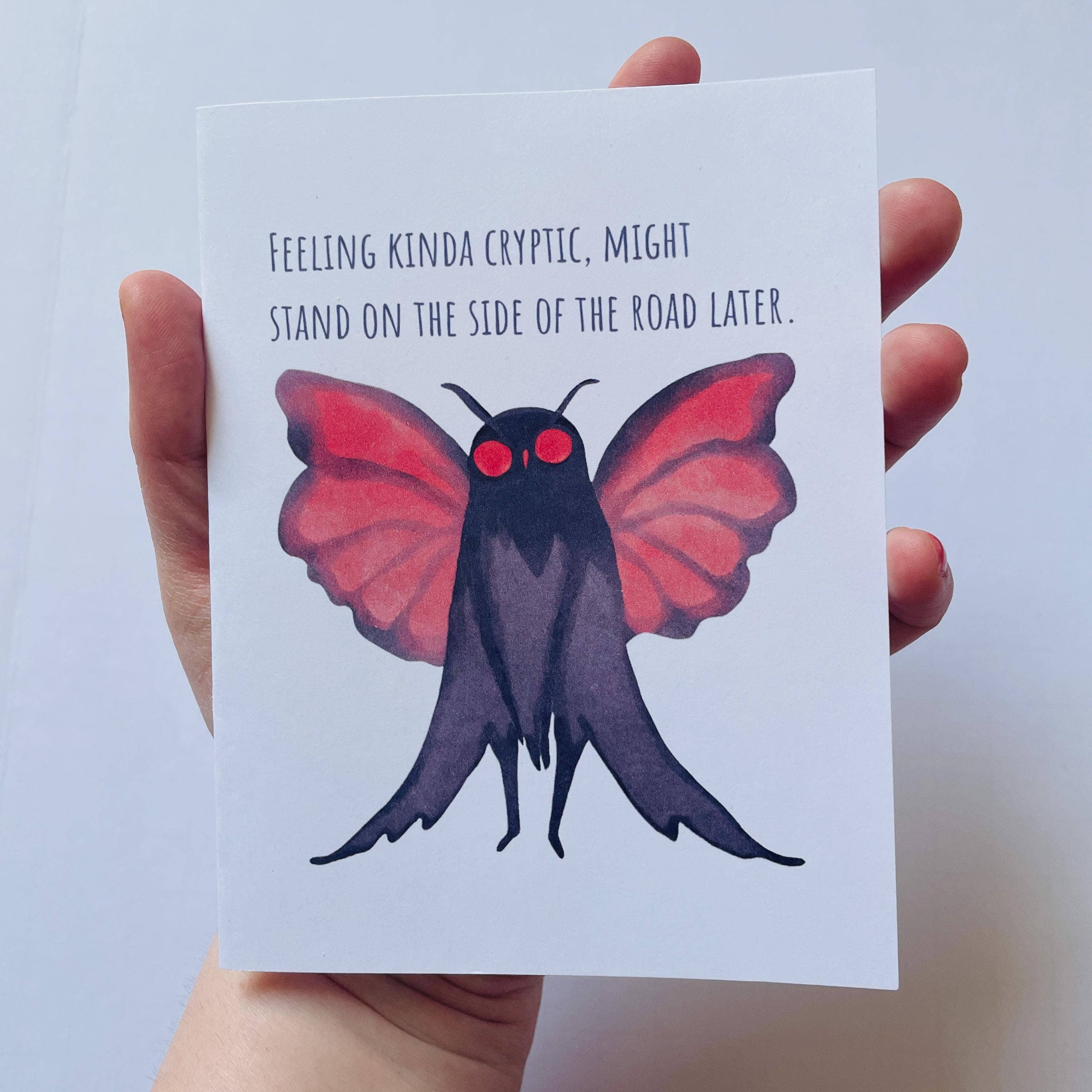 Cryptic Paper Co. - Wholesale Everyday Greeting Card - Mothman Cryptic Humor Card For Any Occasion9