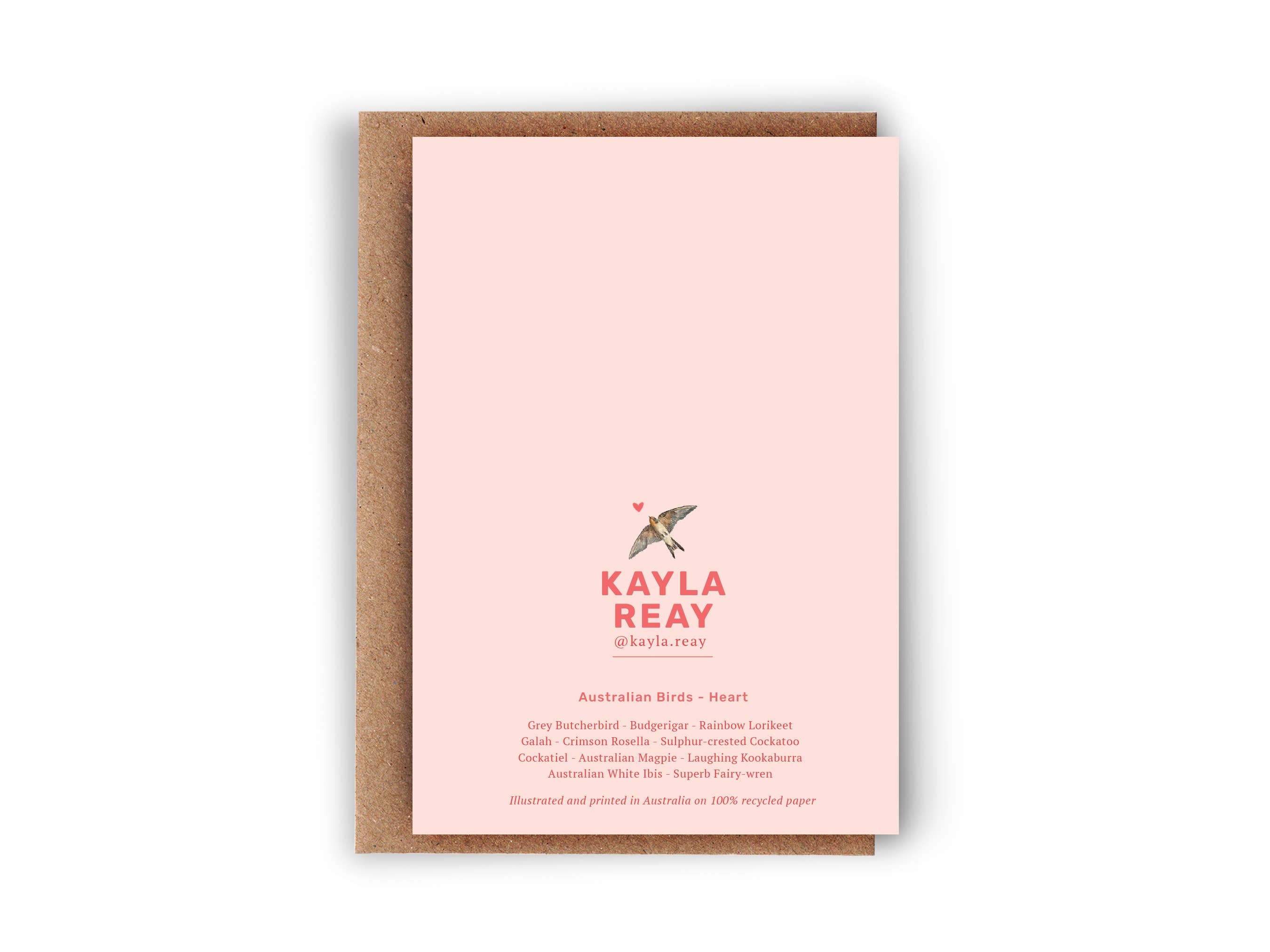 Kayla Reay Design - Wholesale Everyday Greeting Card - Australian Birds Heart Greeting Card (Pink Collection)1