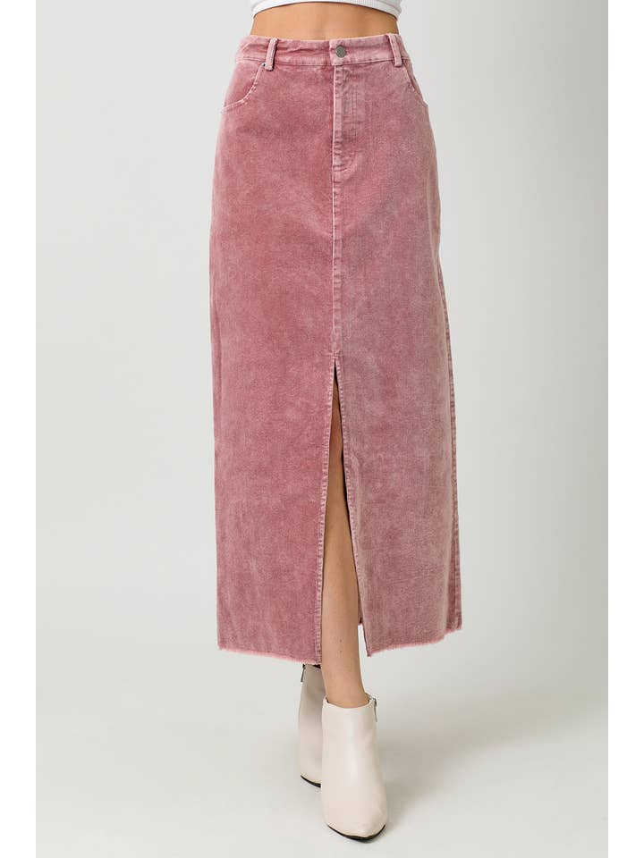 Mystree - Wholesale Skirt - Women's - 60742 Washed Front Slit Corduroy Skirt7