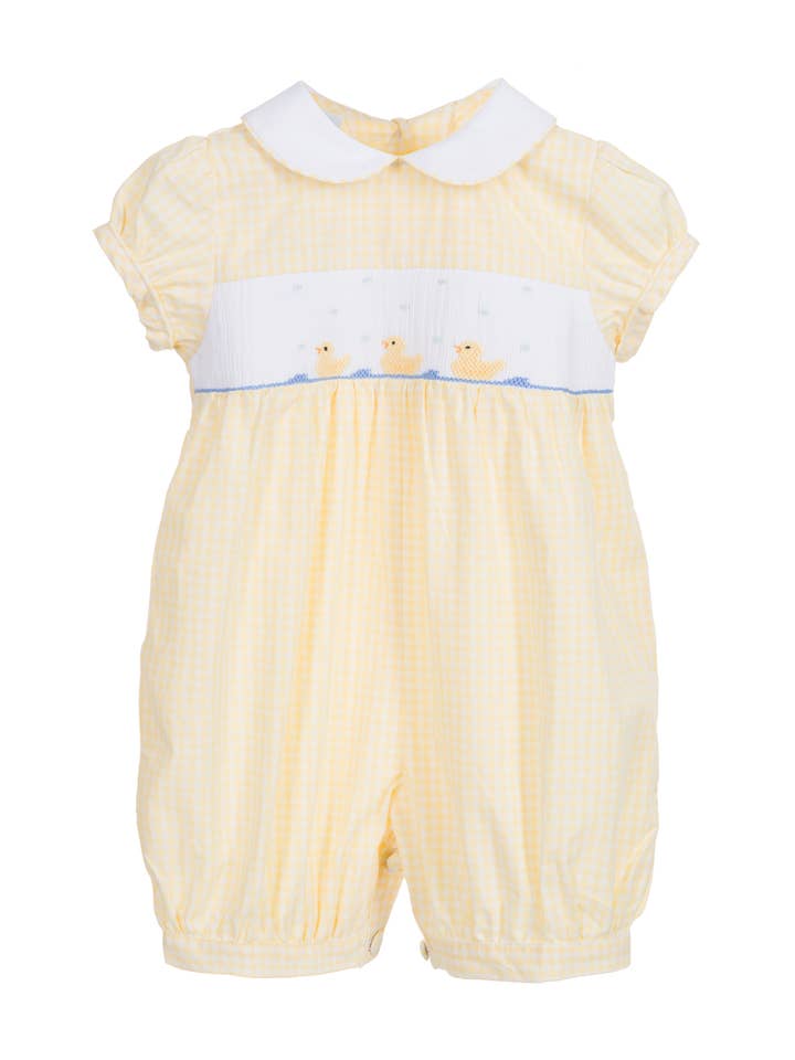 LITTLE DUCKS smocked romper for wholesale by Annafie London Ltd