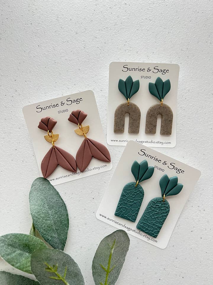 Assorted Floral Polymer Clay Earrings for wholesale by Sunrise and Sage Studio
