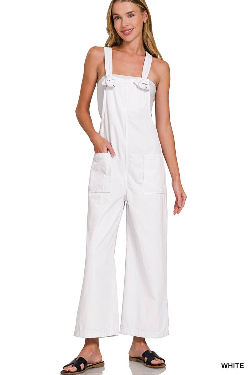 42POPS - Wholesale Jumpsuit - Women's - ..1013 Washed Knot Strap Pockets Jumpsuit SI-2634813